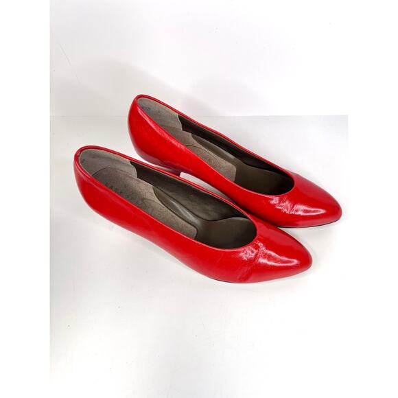 Easy Spirit Dress Shoes Size 5 Red Leather 2" Heel Slip-On Pumps Almond - Picture 4 of 12